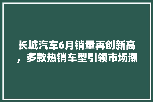 长城汽车6月销量再创新高，多款热销车型引领市场潮流