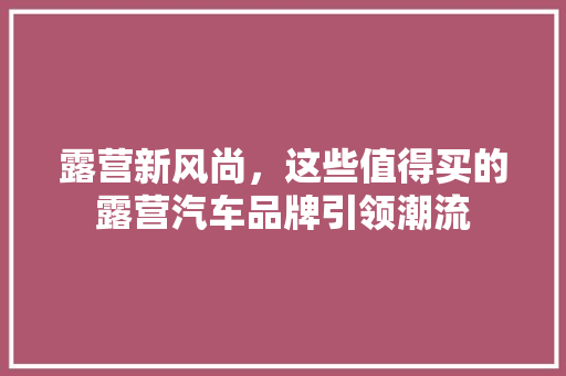 露营新风尚，这些值得买的露营汽车品牌引领潮流