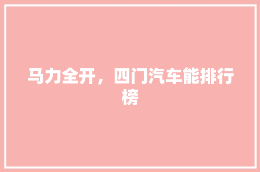 马力全开，四门汽车能排行榜