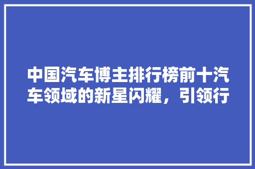 中国汽车博主排行榜前十汽车领域的新星闪耀，引领行业风向标