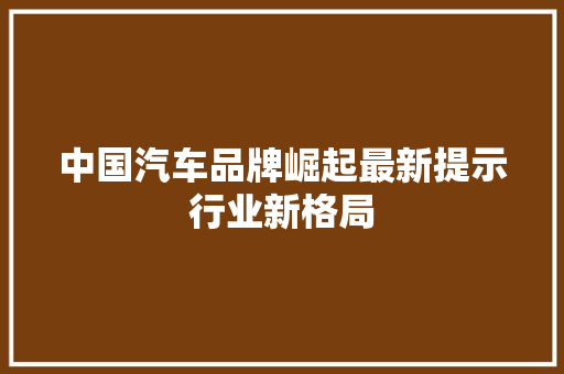 中国汽车品牌崛起最新提示行业新格局