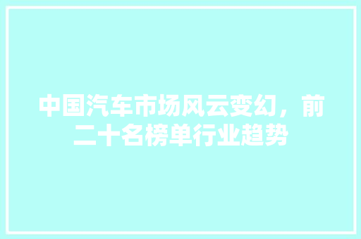中国汽车市场风云变幻，前二十名榜单行业趋势