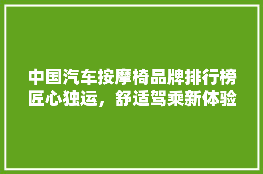 中国汽车按摩椅品牌排行榜匠心独运，舒适驾乘新体验