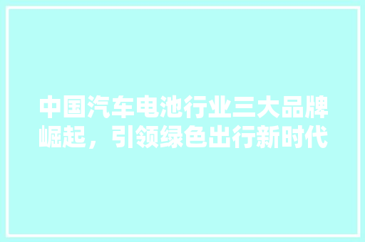 中国汽车电池行业三大品牌崛起，引领绿色出行新时代