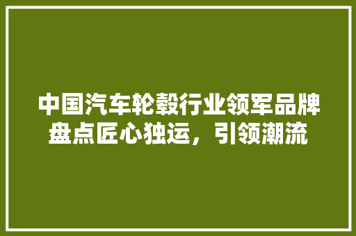中国汽车轮毂行业领军品牌盘点匠心独运，引领潮流