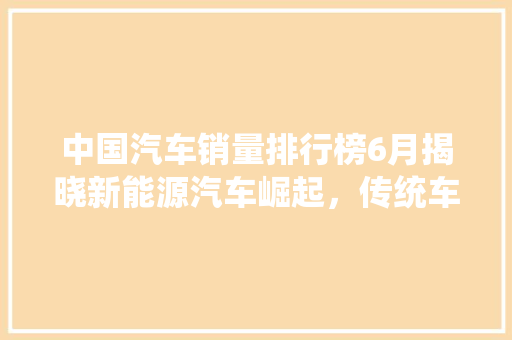 中国汽车销量排行榜6月揭晓新能源汽车崛起，传统车企面临挑战