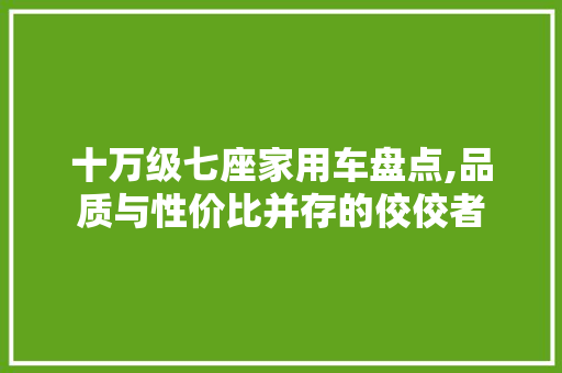十万级七座家用车盘点,品质与性价比并存的佼佼者