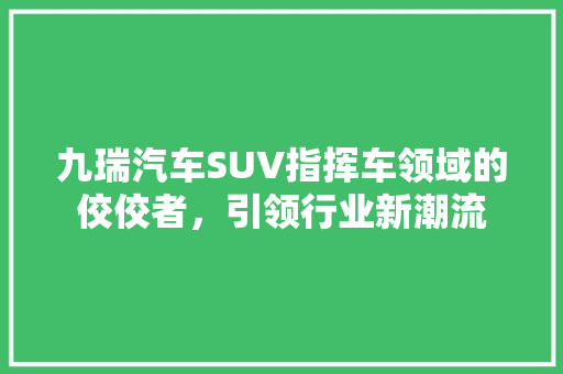 九瑞汽车SUV指挥车领域的佼佼者，引领行业新潮流