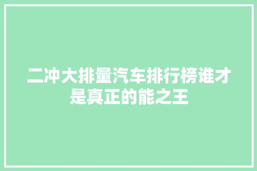 二冲大排量汽车排行榜谁才是真正的能之王