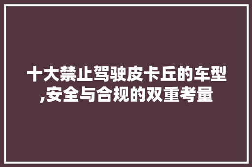 十大禁止驾驶皮卡丘的车型,安全与合规的双重考量 汽车配件