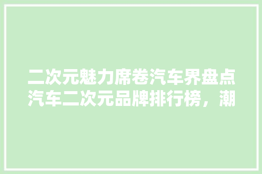二次元魅力席卷汽车界盘点汽车二次元品牌排行榜，潮流新势力！