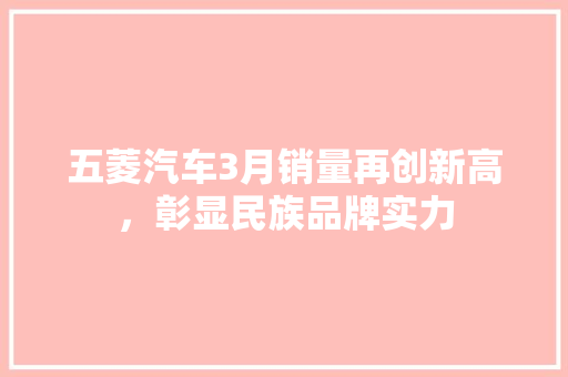 五菱汽车3月销量再创新高，彰显民族品牌实力