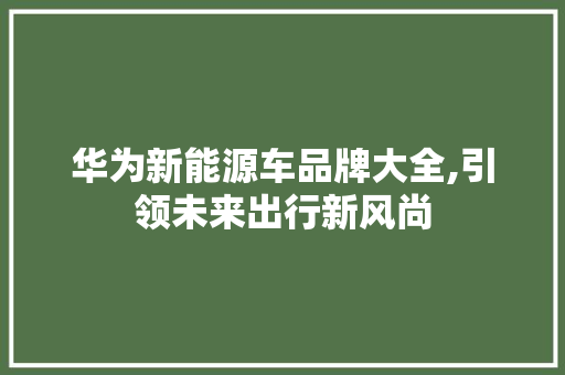 华为新能源车品牌大全,引领未来出行新风尚
