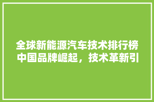 全球新能源汽车技术排行榜中国品牌崛起，技术革新引领未来
