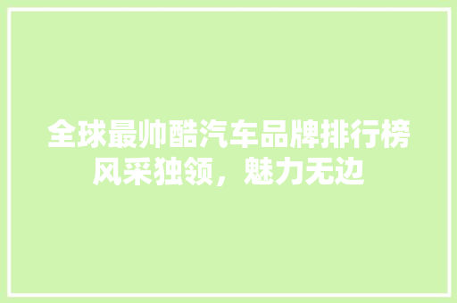 全球最帅酷汽车品牌排行榜风采独领，魅力无边
