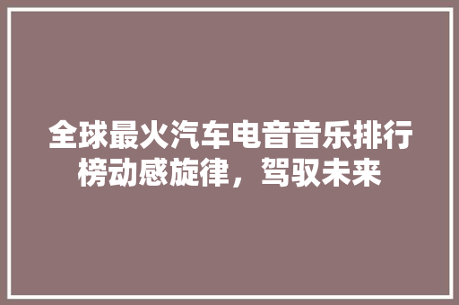 全球最火汽车电音音乐排行榜动感旋律，驾驭未来