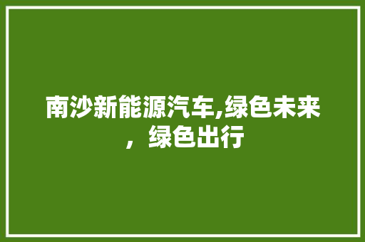 南沙新能源汽车,绿色未来，绿色出行