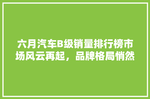 六月汽车B级销量排行榜市场风云再起，品牌格局悄然生变