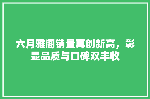 六月雅阁销量再创新高，彰显品质与口碑双丰收 自动驾驶
