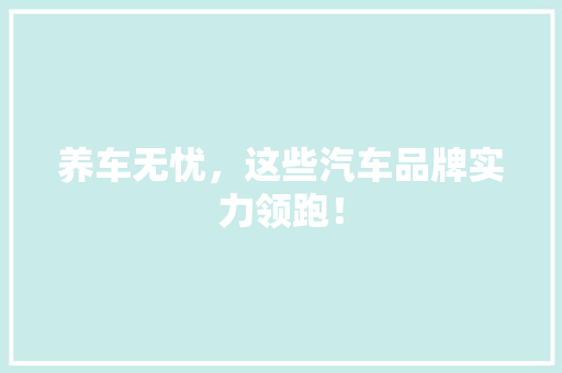 养车无忧，这些汽车品牌实力领跑！