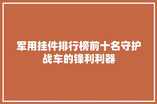 军用挂件排行榜前十名守护战车的锋利利器