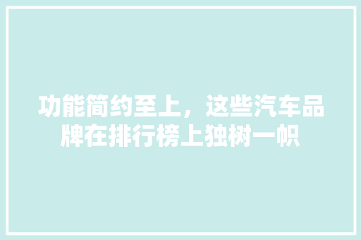 功能简约至上，这些汽车品牌在排行榜上独树一帜