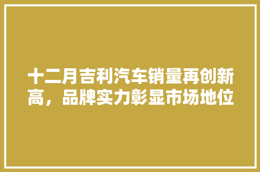 十二月吉利汽车销量再创新高，品牌实力彰显市场地位