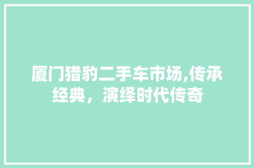 厦门猎豹二手车市场,传承经典，演绎时代传奇 混合动力车