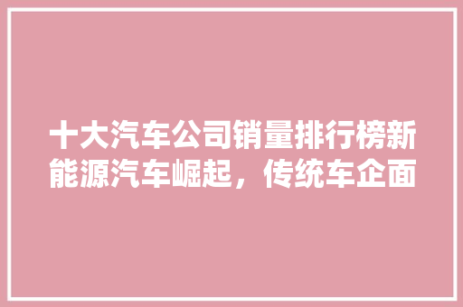 十大汽车公司销量排行榜新能源汽车崛起，传统车企面临挑战