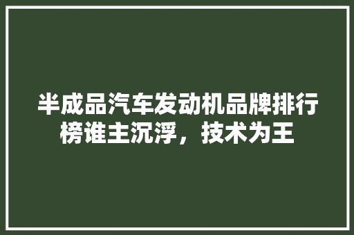 半成品汽车发动机品牌排行榜谁主沉浮，技术为王
