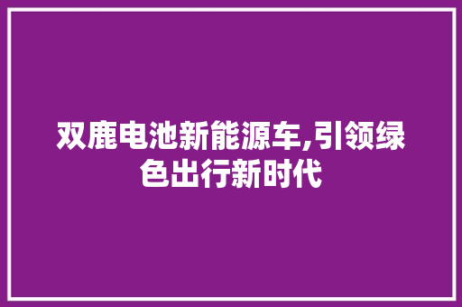 双鹿电池新能源车,引领绿色出行新时代 车型评测