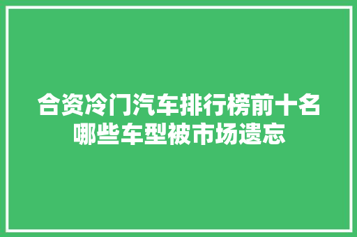 合资冷门汽车排行榜前十名哪些车型被市场遗忘