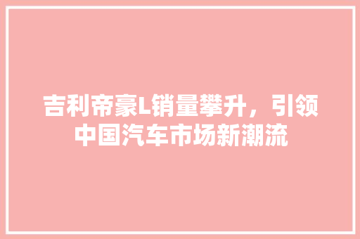 吉利帝豪L销量攀升，引领中国汽车市场新潮流 智能驾驶