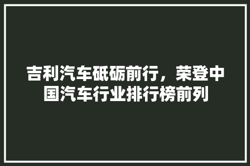 吉利汽车砥砺前行，荣登中国汽车行业排行榜前列