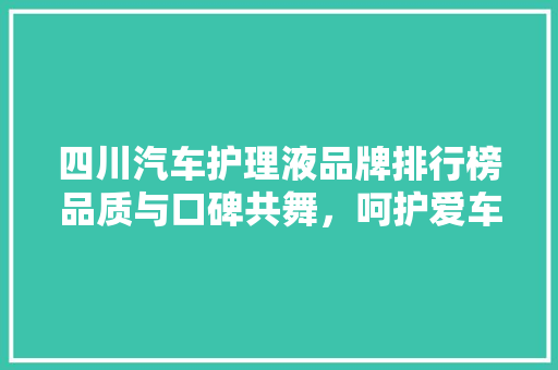 四川汽车护理液品牌排行榜品质与口碑共舞，呵护爱车首选 新能源汽车