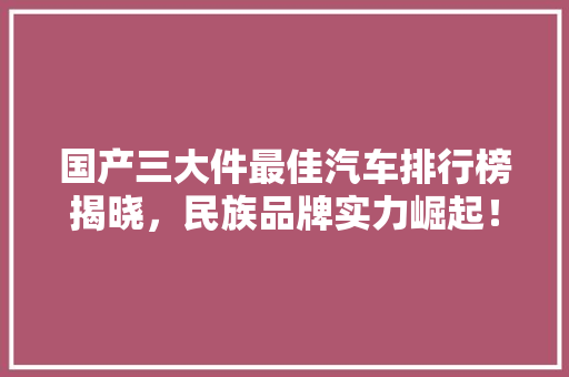 国产三大件最佳汽车排行榜揭晓，民族品牌实力崛起！