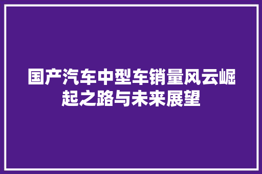 国产汽车中型车销量风云崛起之路与未来展望