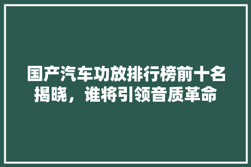 国产汽车功放排行榜前十名揭晓，谁将引领音质革命