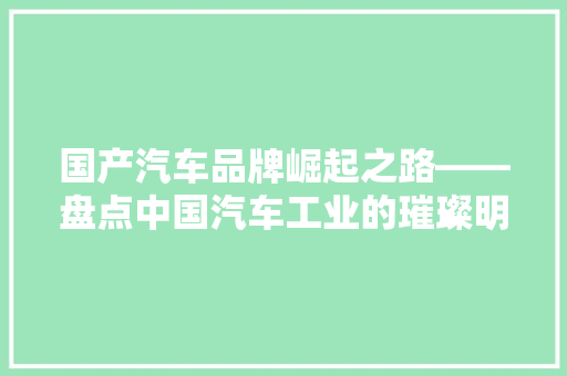 国产汽车品牌崛起之路——盘点中国汽车工业的璀璨明珠 汽车配件