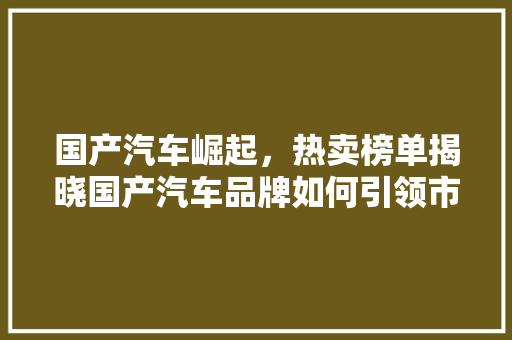 国产汽车崛起，热卖榜单揭晓国产汽车品牌如何引领市场潮流