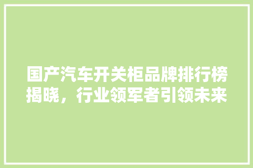 国产汽车开关柜品牌排行榜揭晓，行业领军者引领未来