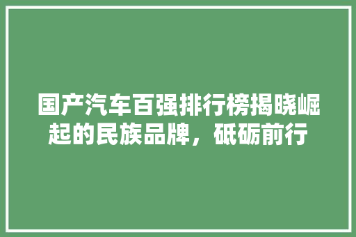 国产汽车百强排行榜揭晓崛起的民族品牌，砥砺前行