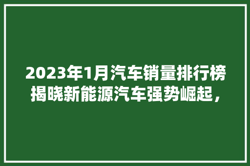 2023年1月汽车销量排行榜揭晓新能源汽车强势崛起，传统车企转型加速