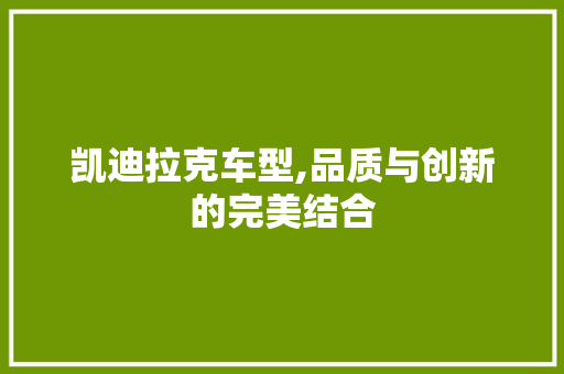凯迪拉克车型,品质与创新的完美结合
