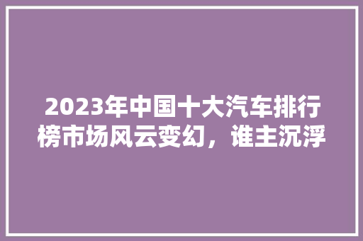 2023年中国十大汽车排行榜市场风云变幻，谁主沉浮