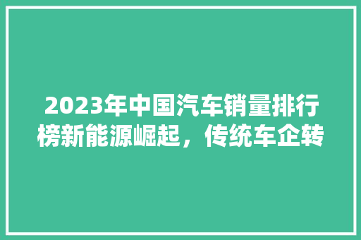 2023年中国汽车销量排行榜新能源崛起，传统车企转型正当时