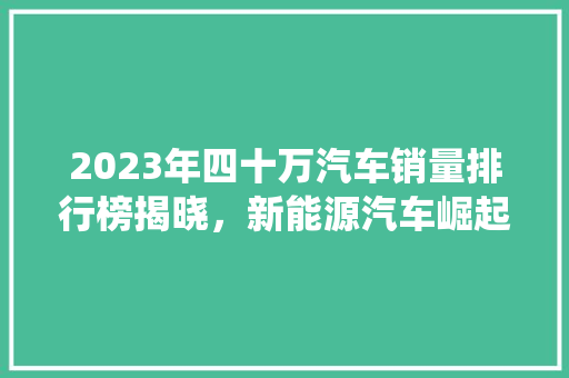 2023年四十万汽车销量排行榜揭晓，新能源汽车崛起，传统车企面临挑战