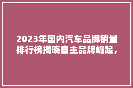 2023年国内汽车品牌销量排行榜揭晓自主品牌崛起，合资品牌稳中求进