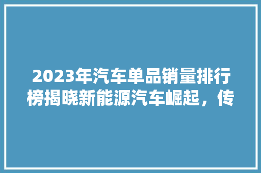 2023年汽车单品销量排行榜揭晓新能源汽车崛起，传统燃油车面临挑战