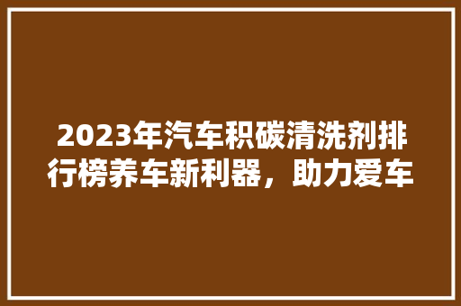 2023年汽车积碳清洗剂排行榜养车新利器，助力爱车焕然一新